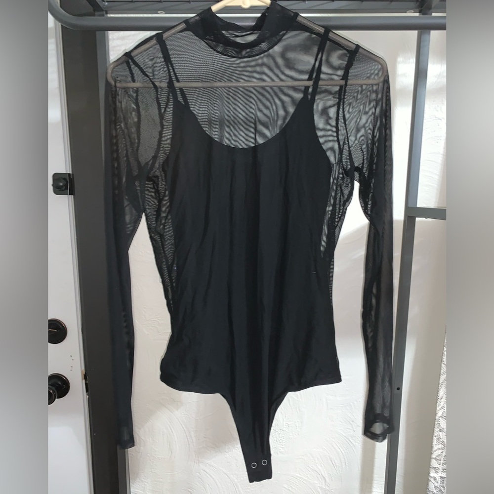 Mesh, Mock neck BlackBodysuit